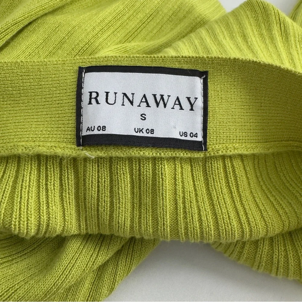 Runaway Chartreuse Green Cut Out Textured Knit Dress S - Picture 9 of 10